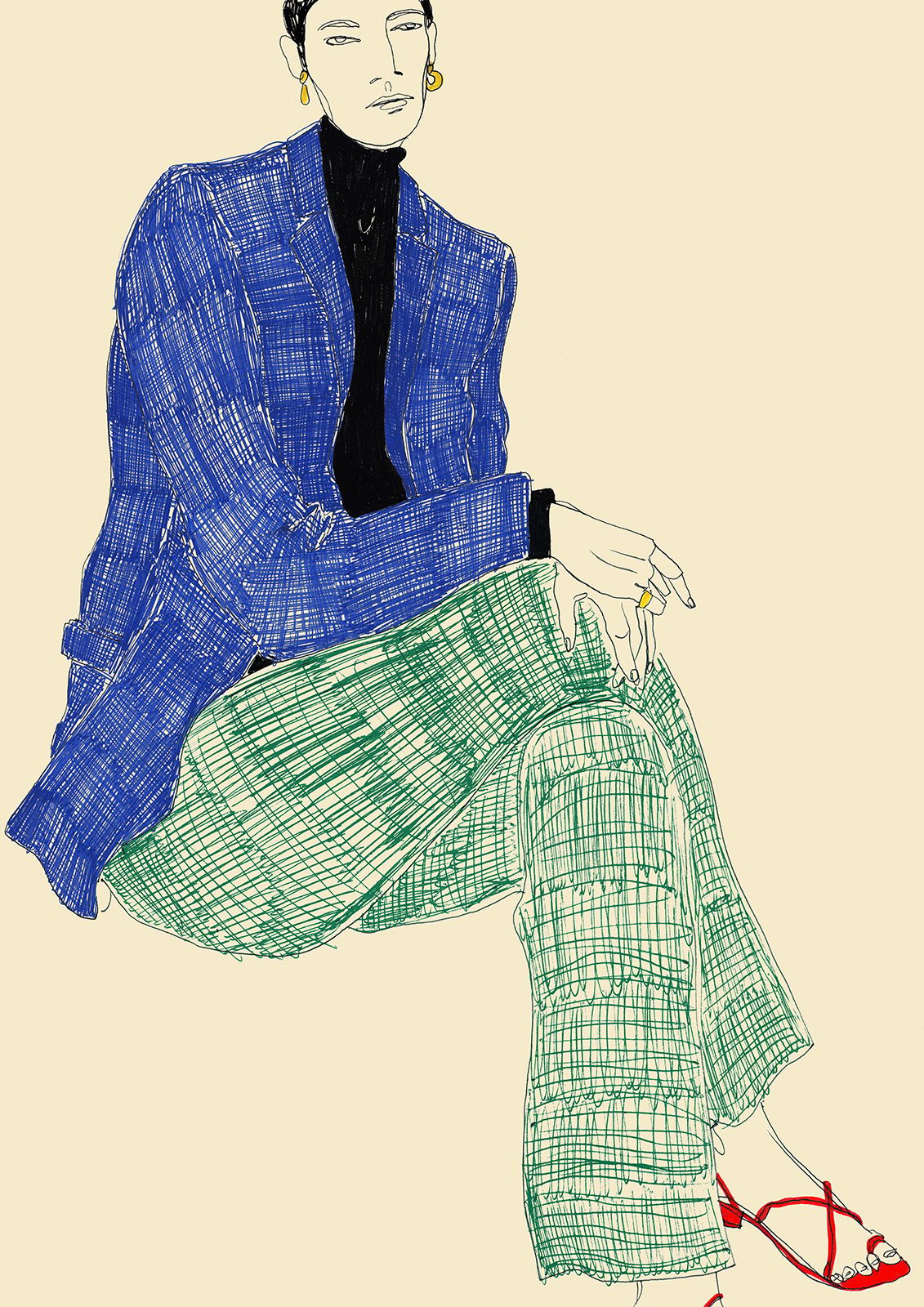 19 Rosie Mc Guinness 2018   Sitting Green Trousers   Pen.jpg