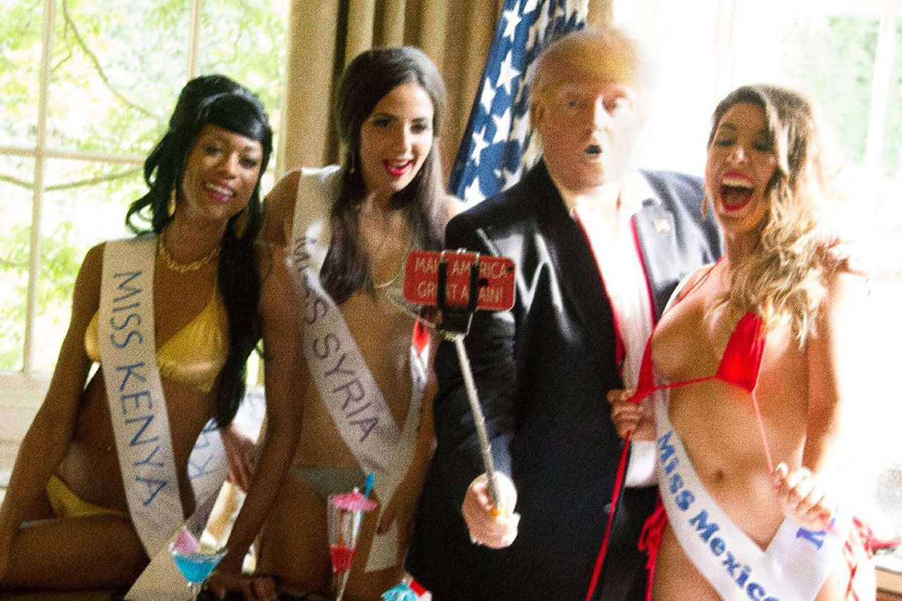 Trump Selfie With Selfiestick With Miss Kenya Syria Mexico Alison Jackson.jpg
