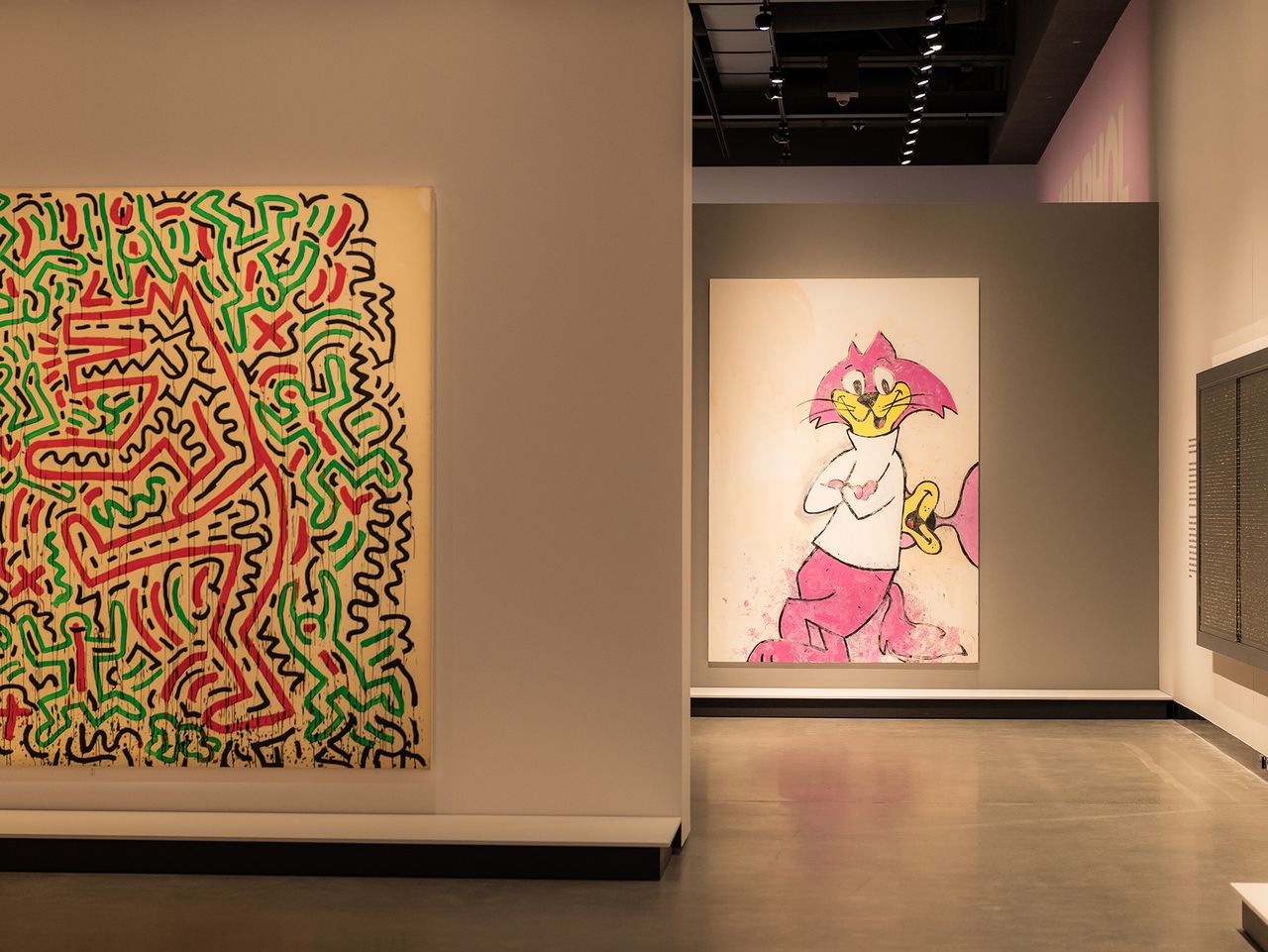 Hota POP Masters Exhibition Image Haring Untitled Dancing Dogs and George Condo Untitled Choo Choo.jpg