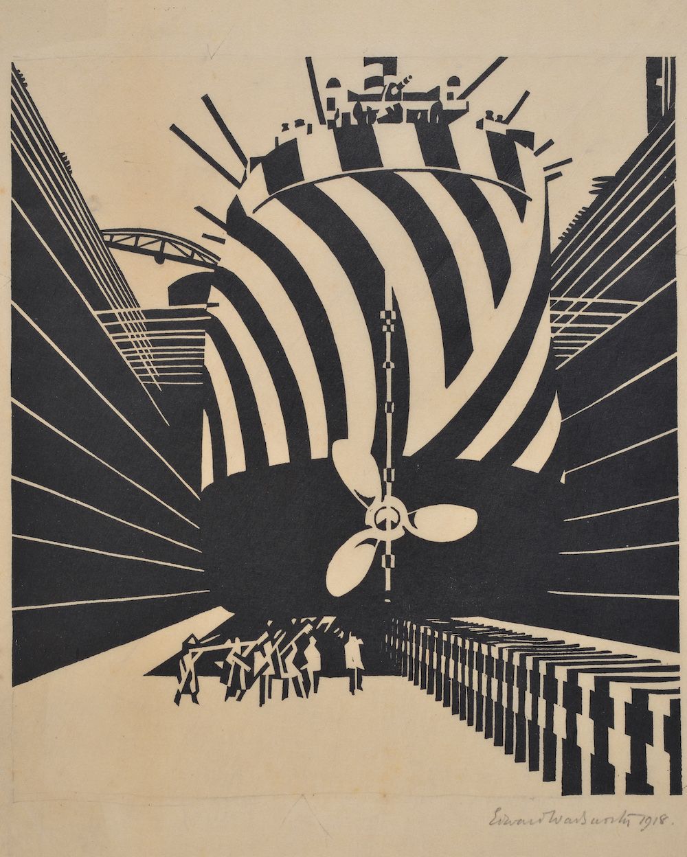 12 Edwardwadsworth Camouflagedshipindrydock 1918.jpg