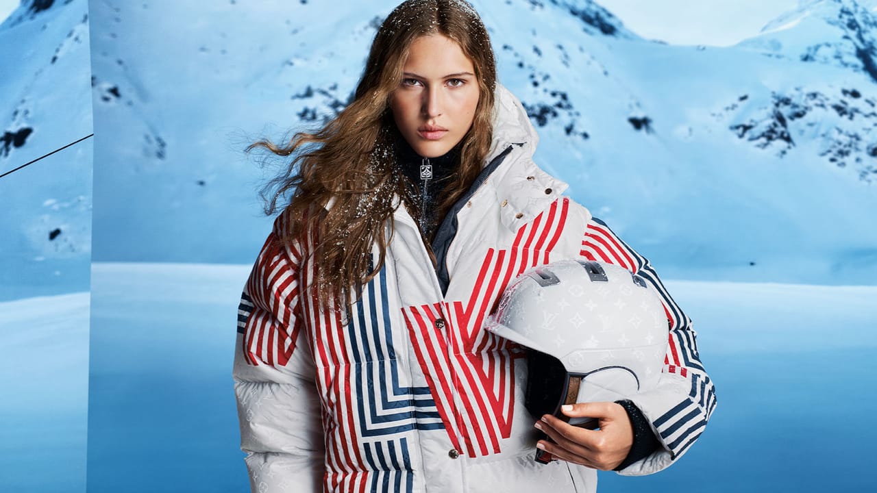 Lv Stripes Puffer Jacket Lv Snowflake Collar Helmet.jpg