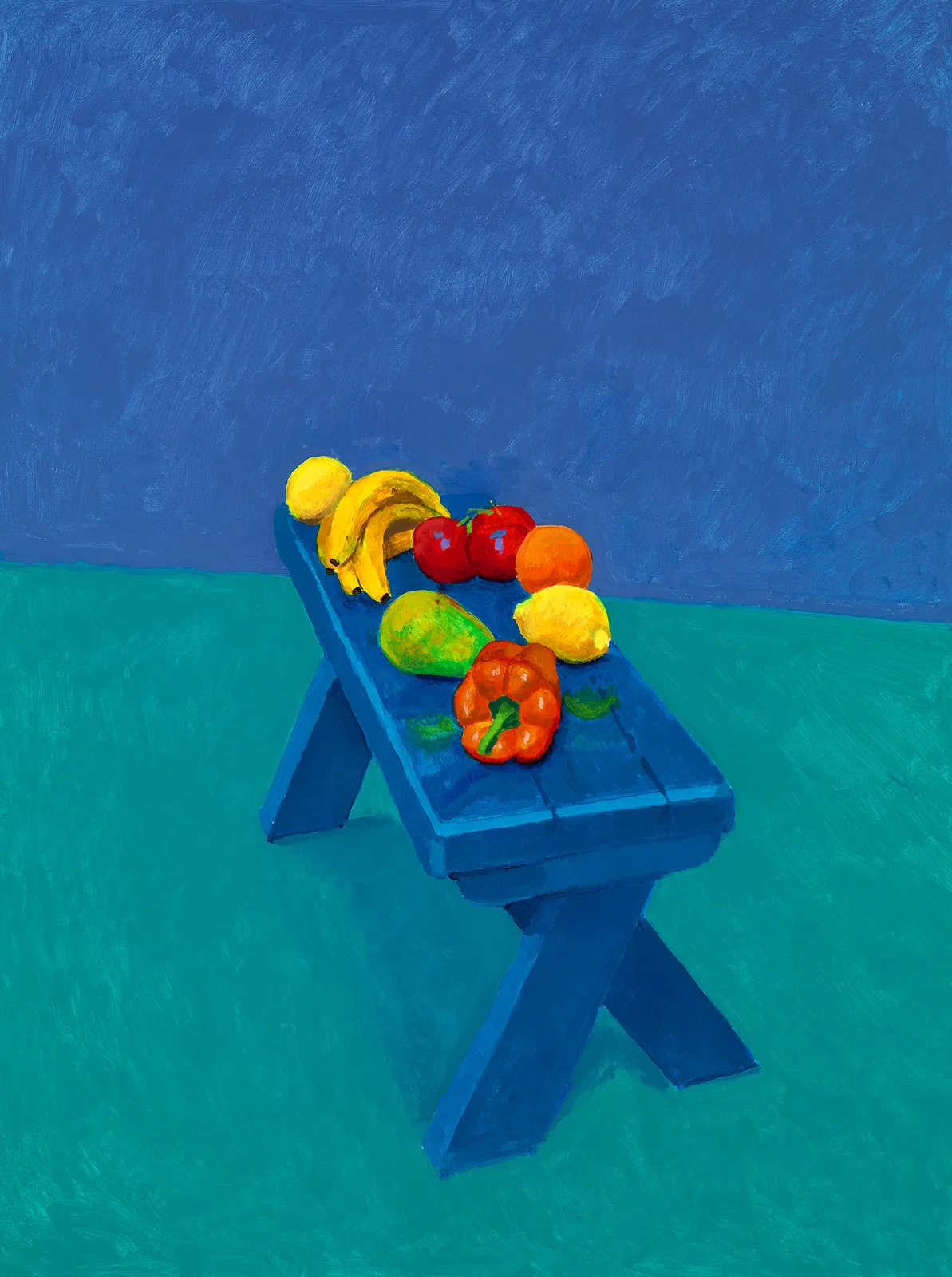 David Hockney Fruit on a Bench