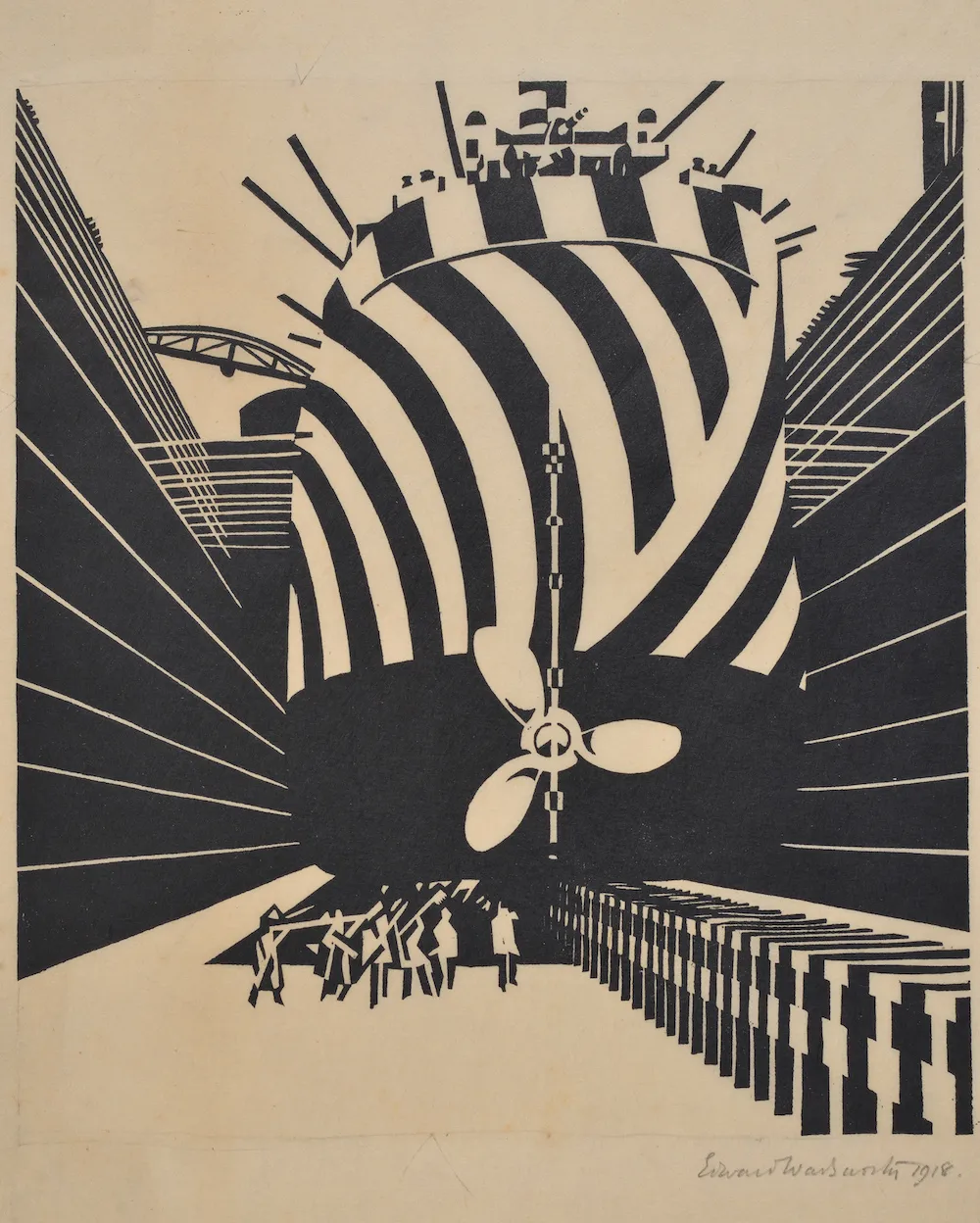 12 Edwardwadsworth Camouflagedshipindrydock 1918.jpg