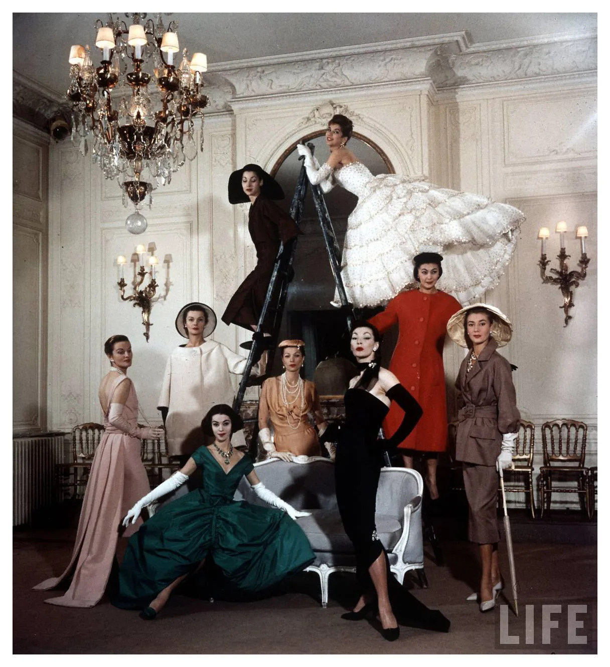 Models Posing in New Christian Dior Collection 1957 Loomis Dean